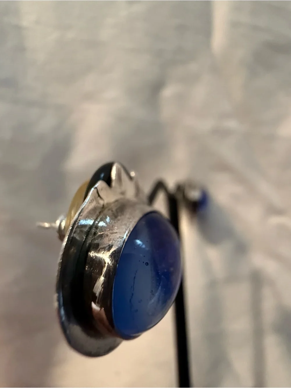 Handcrafted Blue Glass Sterling-Style Stud Earrings